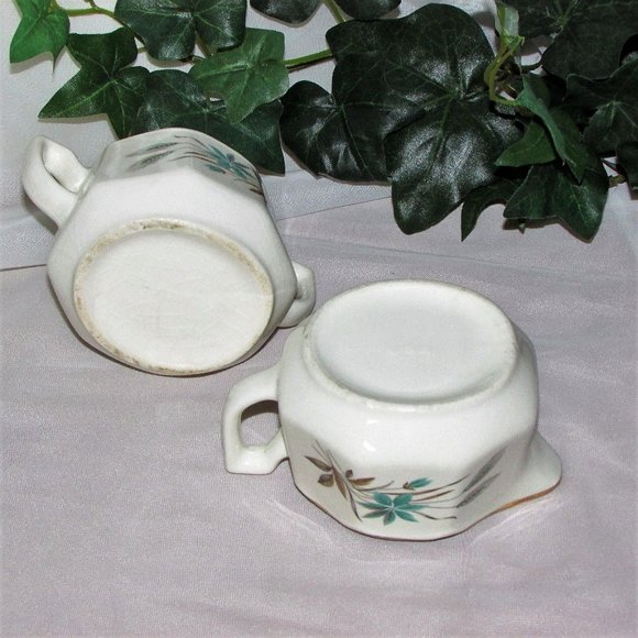 Georgian China Canadian Wheat Vintage Creamer & Sugar Bowl Set Cottagecore - Picture 3 of 11
